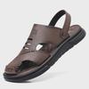 Men's Genuine Leather Summer Sandals – Breathable, Casual, Soft Beach Shoes for Outdoor Wear