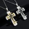 2023 Men's Gold Cross Pendant Necklace, Simple Punk Style Dragon Bone Chain
