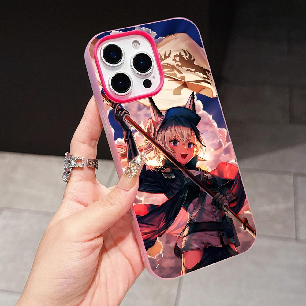 Arknights Grani Jelly Двухслойный Чехол для Мобильного Телефона Розово-Красный для iPhone 17 16 15 14 13 12 11 Air Pro Max Plus Защитный
