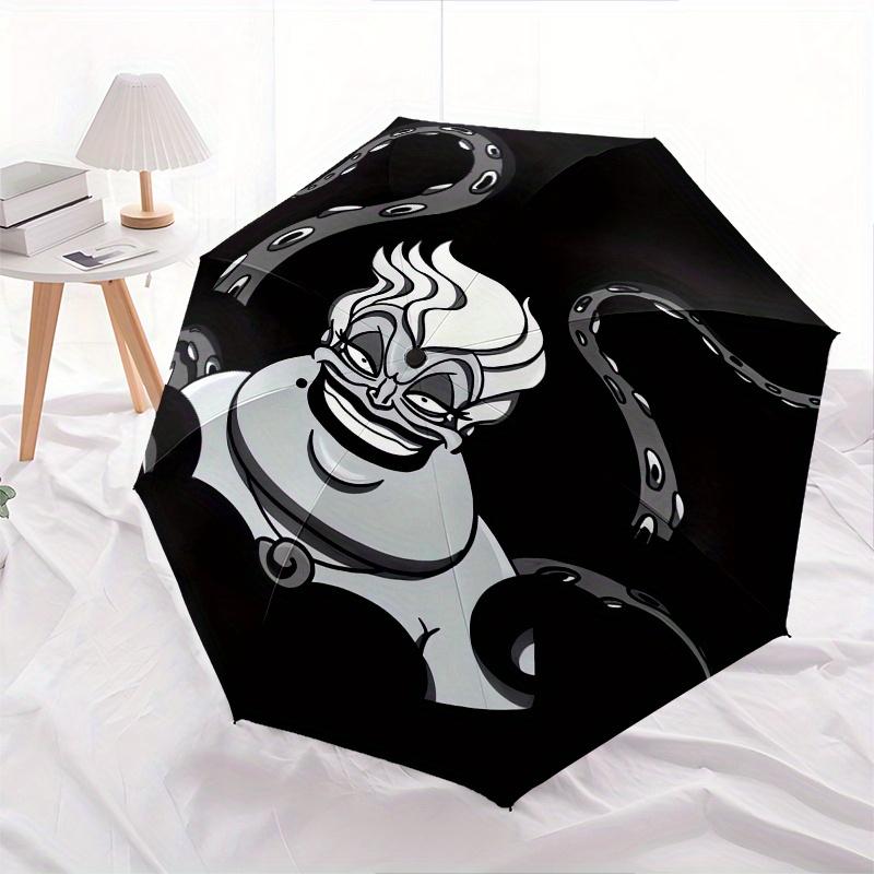 Disney Ursula,Octopus,Dark Fashion Manual Folding Umbrella - Reinforced Eight Ribs, Automatic Opening and Closing, Lightweight, Ssuitable Fo