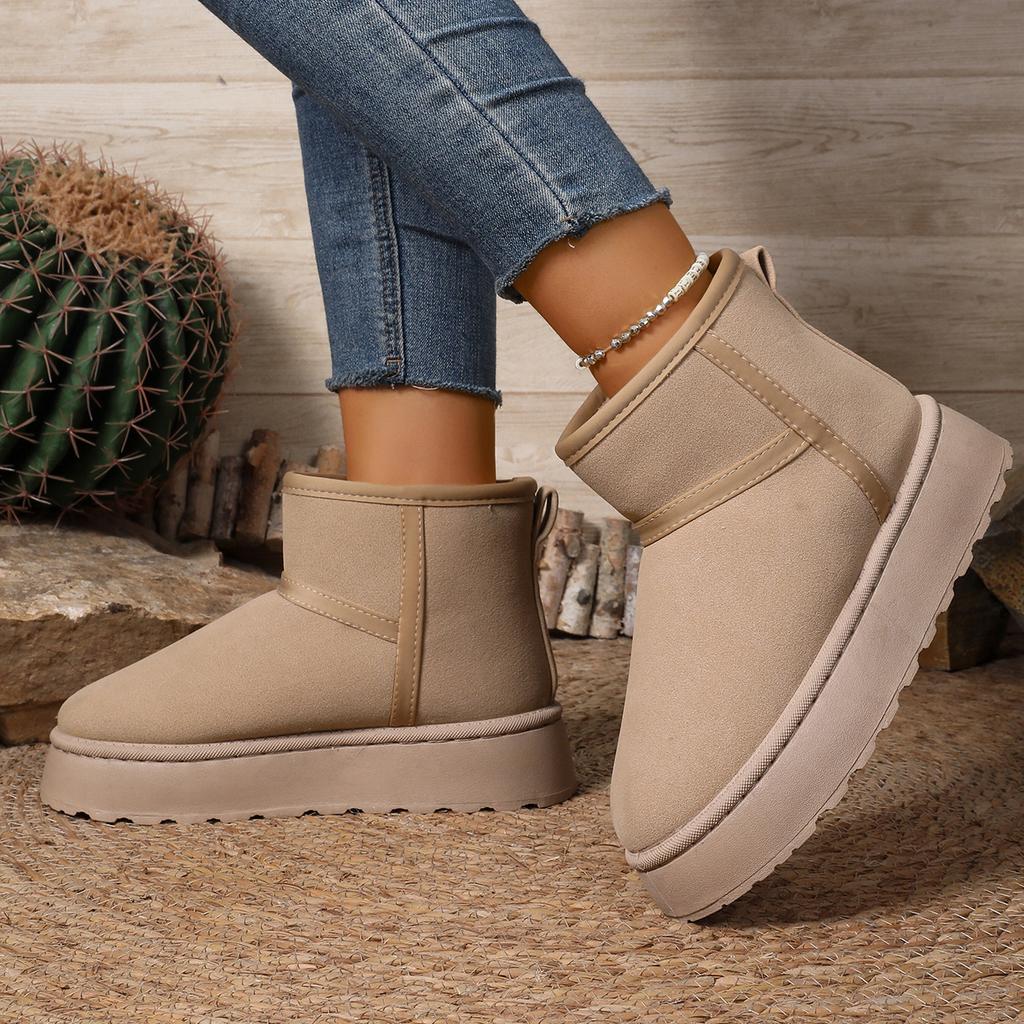 Мода 2025 Новые женские ботильоны Толстая плюшевая платформа Зимние ботинки Женские слипоны Утепленные пушистые туфли Сохраняют тепло Меховые хлопковые туфли Женские