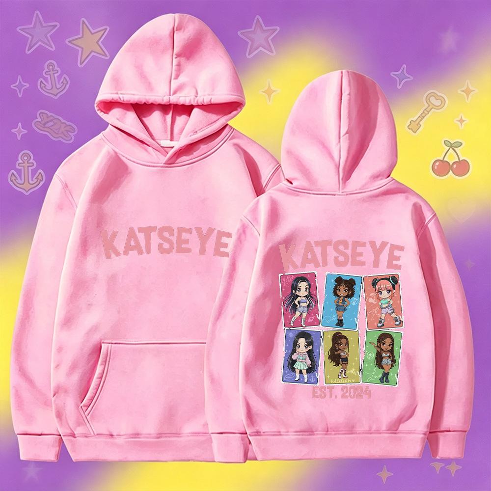 Katseye Hoodie Sweatshirt Women Oversized Drop Shoulder Long Sleeve Pullover 60810-9