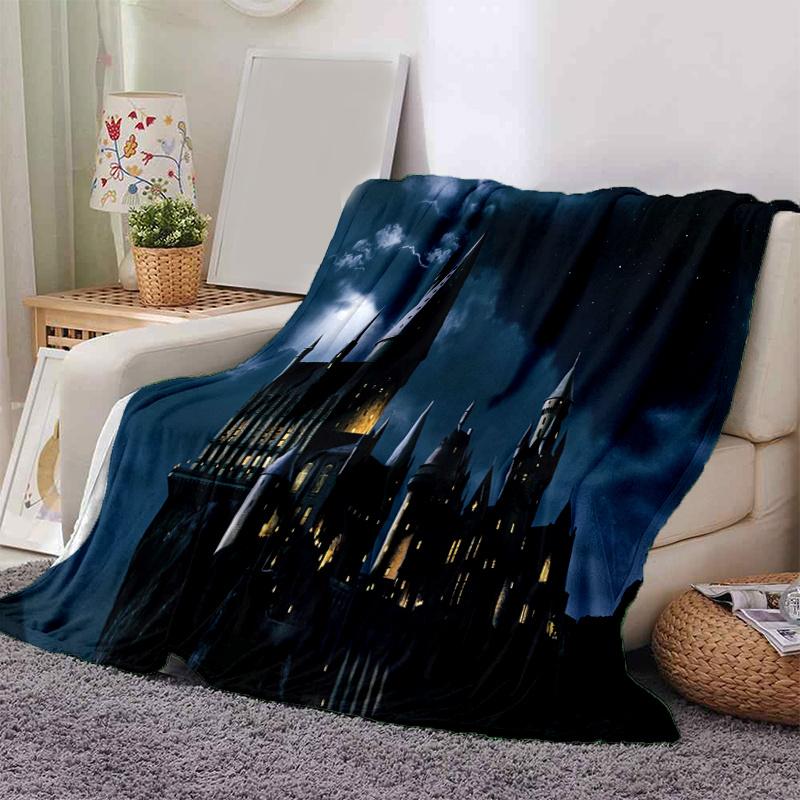 Hogwarts Castle Night Sky Desktop WallpaperPrint Blanket, Soft Blanket For Sofa Office Bed And Travelling Daughter Birthday Gift esj116