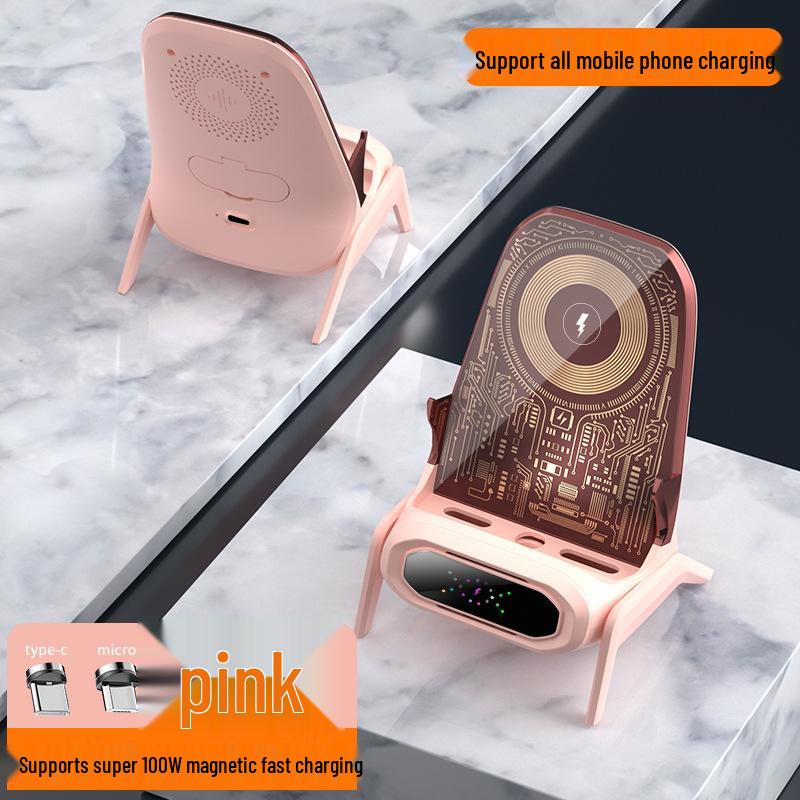 Fast Charging Transparent Wireless Speaker & Phone Holder with Magnetic Suction