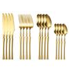 16pcs Gold Cutlery Set Forks Knives Spoons Dinnerware Dishwasher Safe Stainless Steel Western Tableware Silverware Wedding Gift