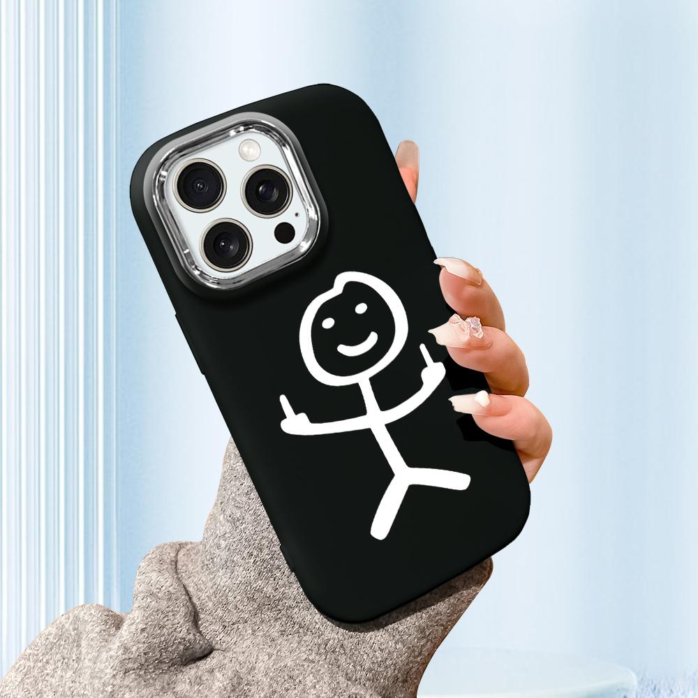 Для iPhone 15 14 13 11ProMax 14 15 16 Samsung S25 S24 S23 S22 Redmi 10 13 14C Мультяшный Черный Кот Серебристый Край Мягкий Жидкий Силикон Защитный Чехол