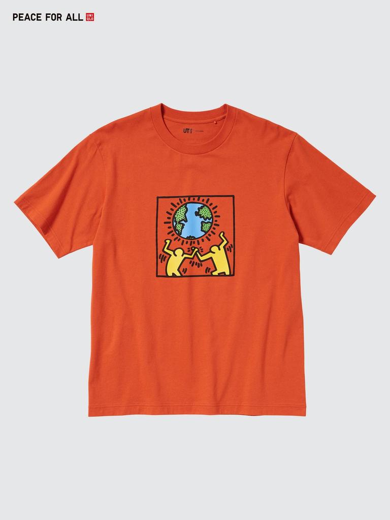 Uniqlo Футболка с принтом «Peace For All», короткий рукав, стандартный крой, Кит Харинг