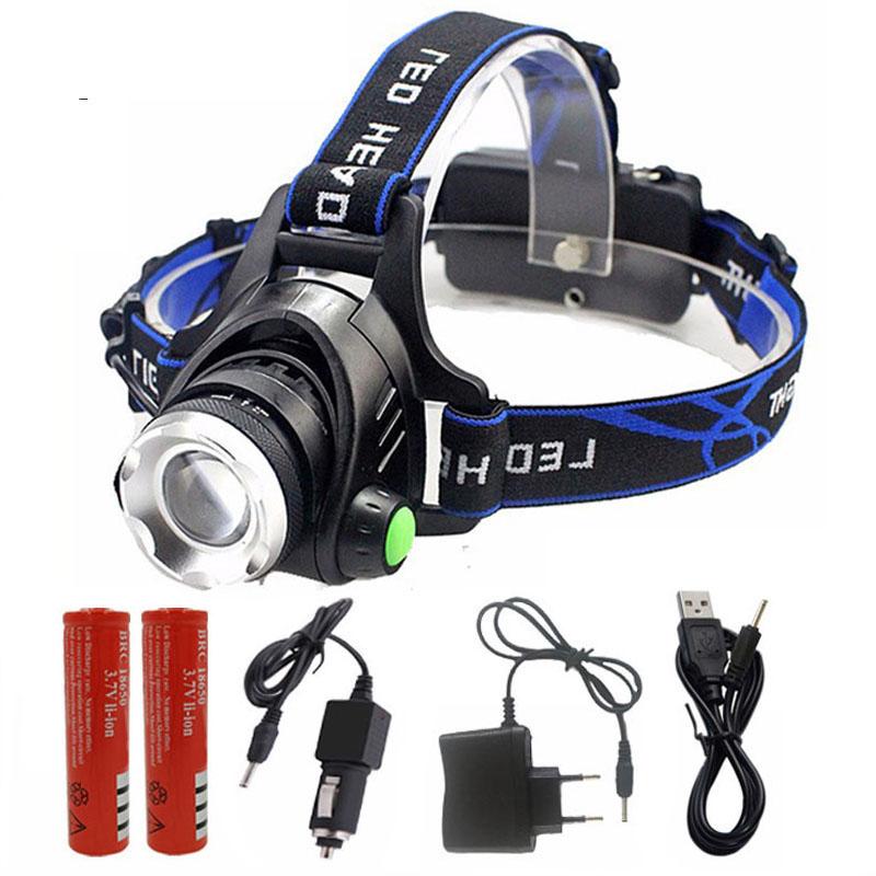 Super Bright LED Headlamp T6 Zoomable Headlight USB Rechargeable 6000lm Head Flashlight Torch Lamp Light Lantern
