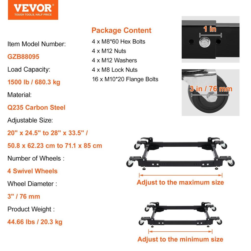 Mobile Base Heavy Duty Universal Stand 1500 lb Capacity For Tools Machines