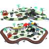 HOLYFUN Dinosaur Toy Rail Adventure 259 Pieces Assembly Toy Train with Electric Vehicle Sound Effects Railway Toy Dinosaur Figures 8 Railway Crossing