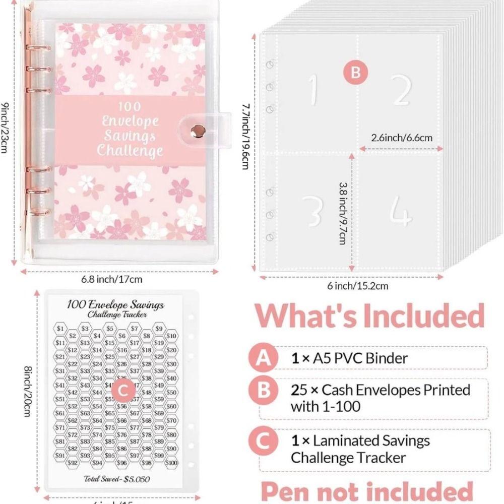 Экономьте деньги 100 конвертов Экономия Вызов Переплет ПВХ Экономия Вызовы Книга Справочник Пары