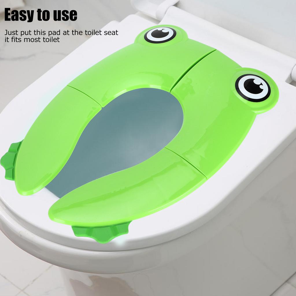 Folding Potty Seat Pad Portable Baby Toddler Toilet Training Seat Non Slip Pad for Travel(Green )