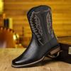 Fashion Autumn Winter New Western Cowboy Ankle Boots for Men Fashion Designer Embroidered Knight Boots Male Big Size Leather Shoes Man