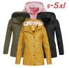 Women's Solid Rain Jacket Outdoor Hoodie Waterproof Overcoat Lady Windproof Coat