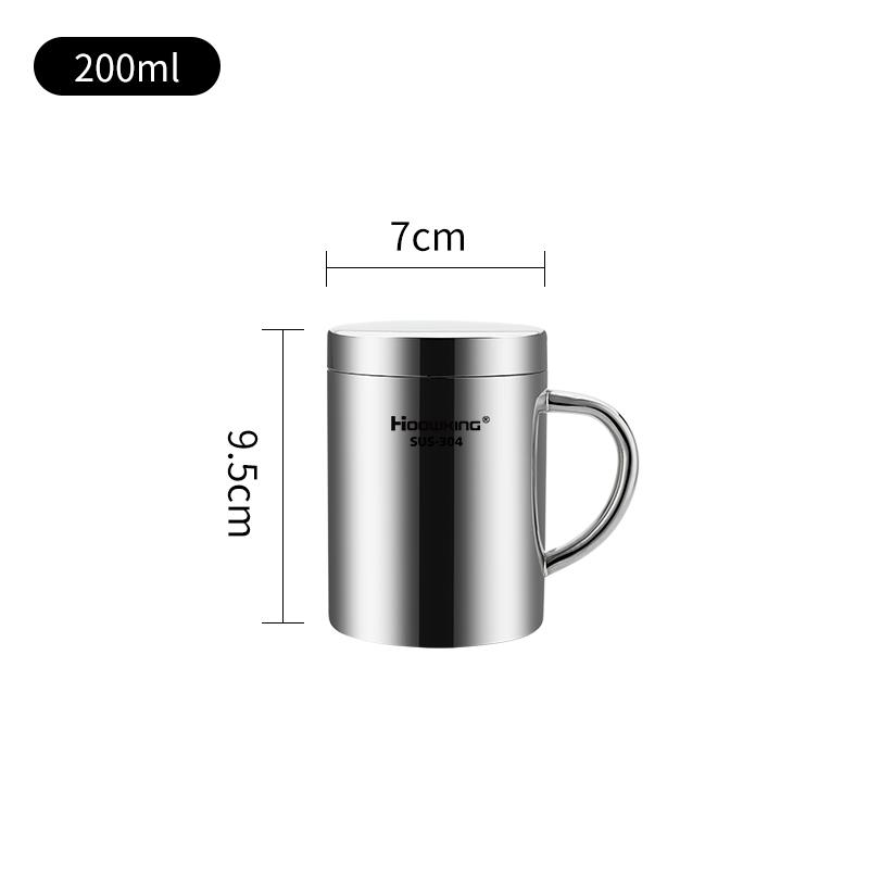 200ml-500ml mug,304 stainless steel double cover water cup, coffee mug, beer mug, household milk mug, children's water mug