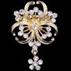 Elegant Brooch Rhinestone Brooch Gold Color Flower Brooch Pin Bridal Wedding Jewelry Gift LS