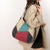 Женская сумка через плечо, большая вместительная сумка-тоут, контрастная цветная холщовая сумка
