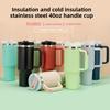 New Cross Border 40oz Handle Cup Ice King Cup with Insulated and Cold Insulation Straw Coffee Cup Stainless Steel Insulated Cup