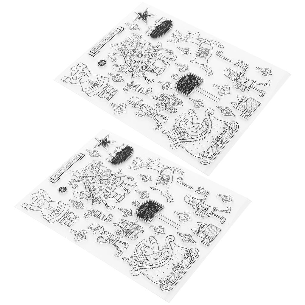 2 комплекта рождественских силиконовых прозрачных штампов для фотоальбомов открыток украшения ручной работы