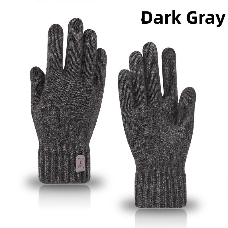 1pair Winter Touch Screen Protector Warm Gloves Fleece-Lined And Thickened Cold-Proof Snow Gloves Camel Wool Cycling Knit Glove