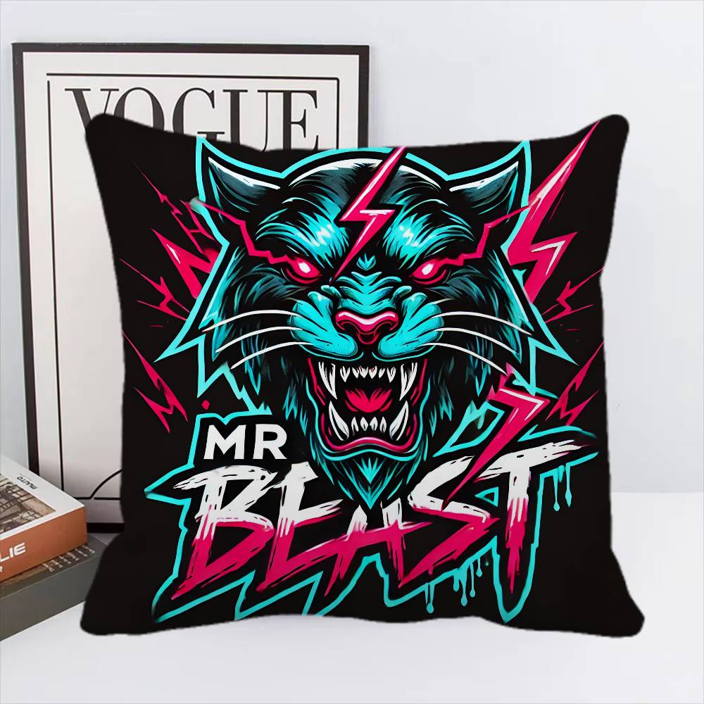 Игровой Блогер M-MrBeast Винтажная Наволочка Квадратная Подушка Спальня Диван Отдых Комфорт Подушка Автомобиль Домашний Декор