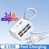 6 портов USB Power USB Быстрая зарядка Сетевой фильтр Настольная зарядная станция Быстрая зарядка Кабель 1 м USB-хаб Адаптер Розетка для Ios Android
