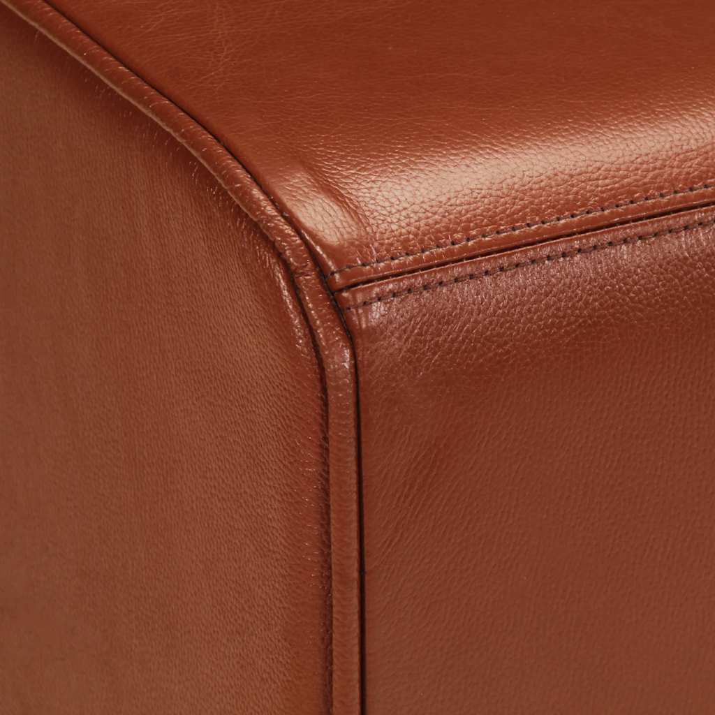 Bench Stool Brown 110 cm Genuine Leather and Solid Mango Wood