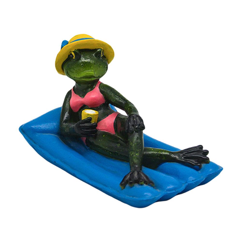 Смола Садовые Украшения Статуя Лягушки Плавающая на Воде с Украшением Лягушки Милая Фигурка Лягушки Статуи для Открытого Пруда Бассейна