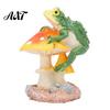 Waterproof Terrarium Decorations Resin Frog on Mushrooms Figurine, DIY Micro Landscape Bonsai Ornament, Miniature Mushroom Figurines Garden
