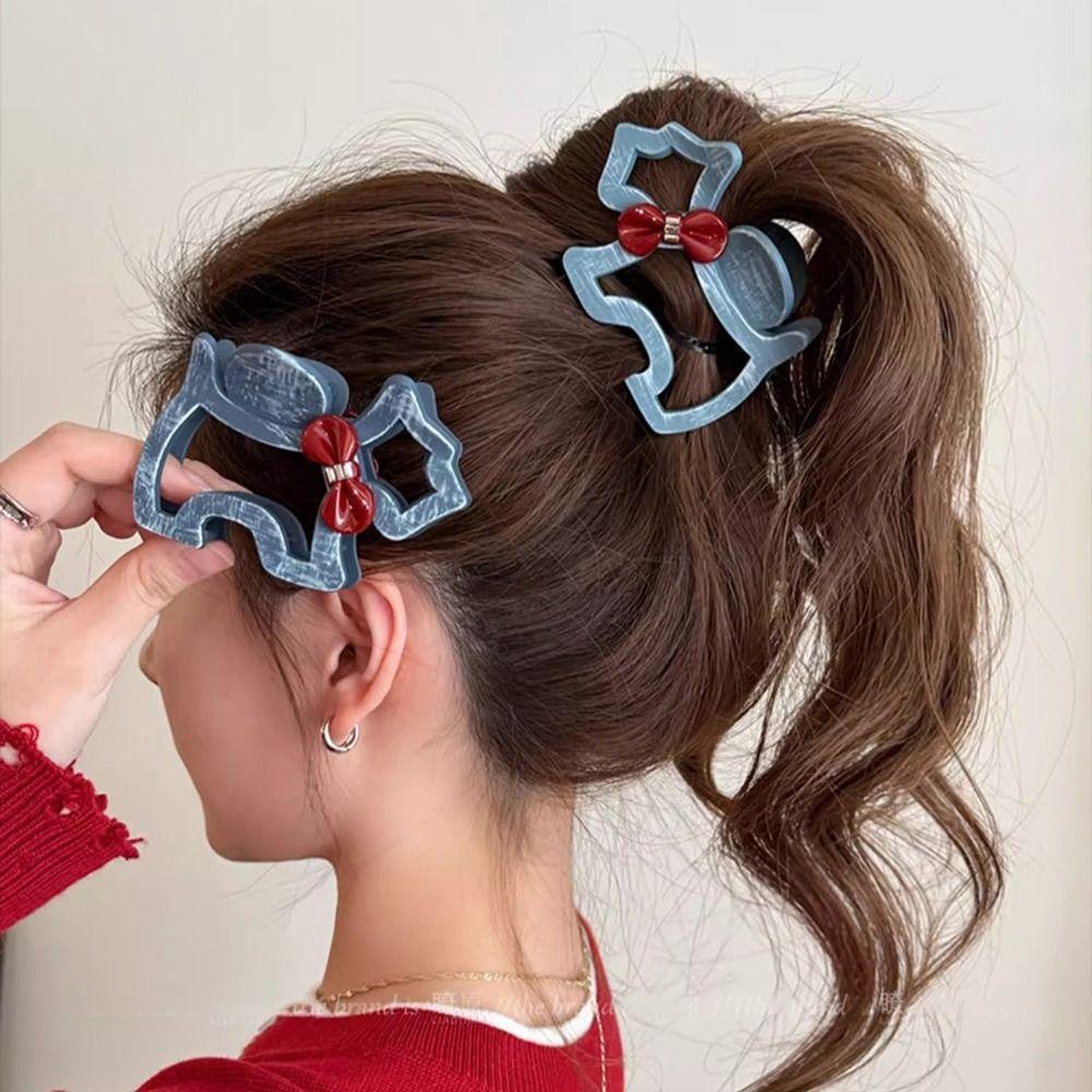 Hairpin Hollow Puppy Hair Grab Animal Red Bow Shark Clip Sweet Cartoon Hair Claw Streetwear