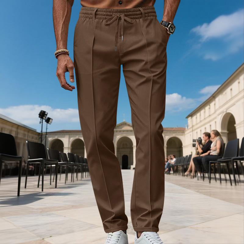 Мужские однотонные брюки большого размера, облегающие, в стиле business casual. Простой дизайн для работы и повседневной носки.