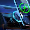 Car phone holder with Qi 15W MagSafe wireless charger for grille, silver
