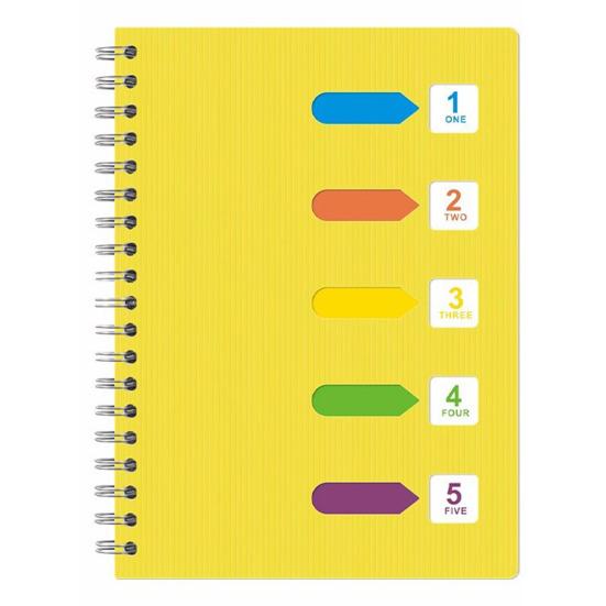 Спиральный блокнот с разделителями, гладкое письмо, утолщенные страницы премиум-класса, A5/B5, спиральное кольцо, блокнот с 5 предметами, офисные принадлежности