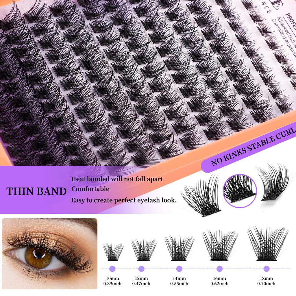 Single Cluster C Curl False Eyelashes Natural Thick Diy Segmented 10-18Mm Eyelashes