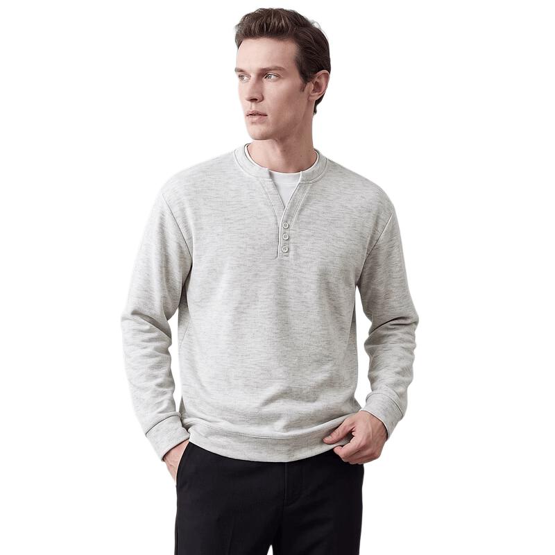 SHANSHAN Men's Wool-Blend Long-Sleeve Henley T-Shirt