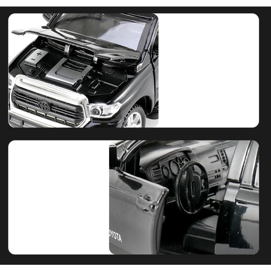 1/32 TOYOTA Tundra TRD Pickup Diecast Toy Модель игрушечного грузовика Миниатюрная откидная дверь Открывающаяся коллекция со звуком и светом Подарок для мальчика