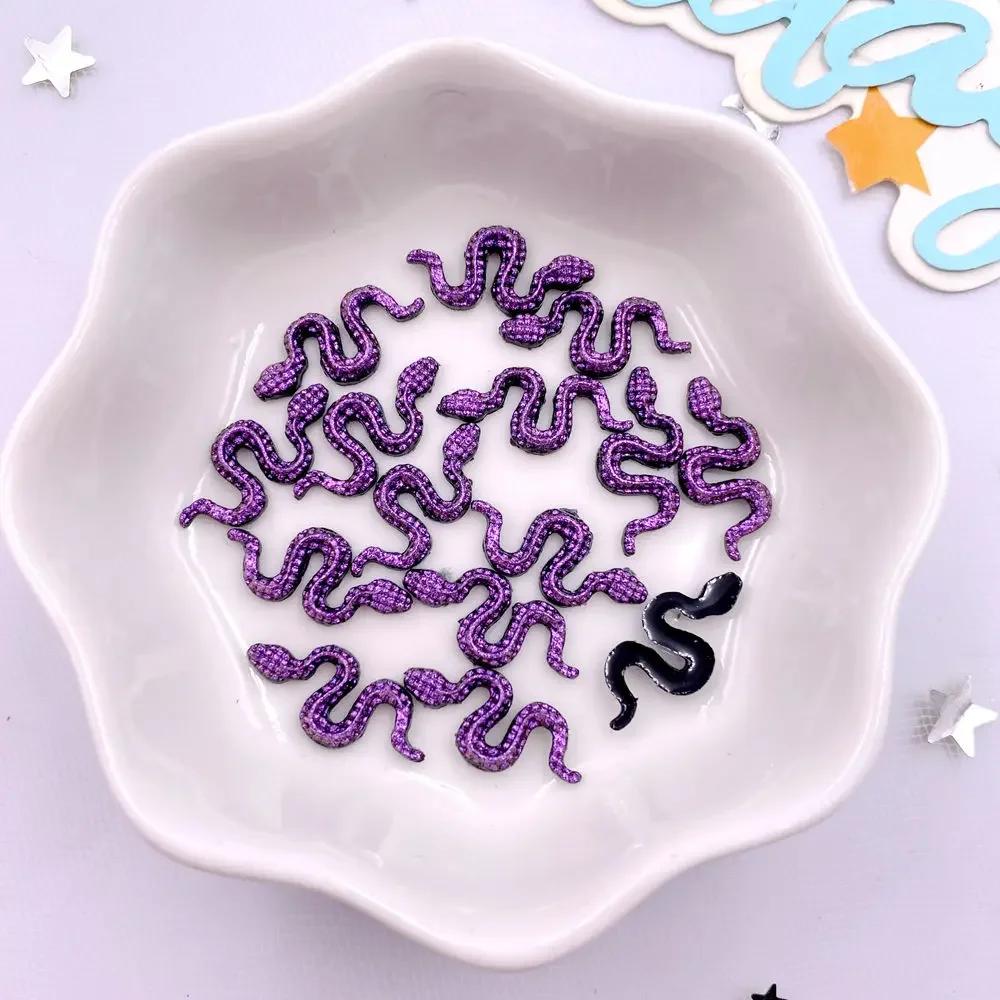 100Pcs Resin Glitter Colorful Little Snake Flat Back Rhinestone Scrapbooks Wedding Decor Crafts DIY Nail Art Jewelry Accessories