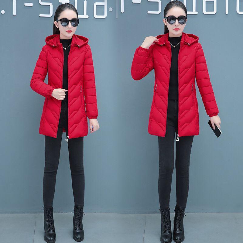 Легкая хлопковая куртка женская средней длины в зимнем стиле, новая хлопковая куртка для похудения и похудения, теплая хлопковая куртка, куртка большого размера