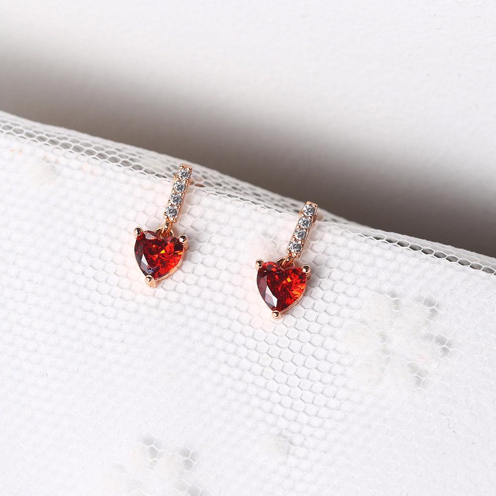 ZHOUYANG Drop Earrings For Women Romantic Red Love Heart AAA+ Cubic Zirconia Wedding Bride Gift For Girls Fashion Jewelry E024