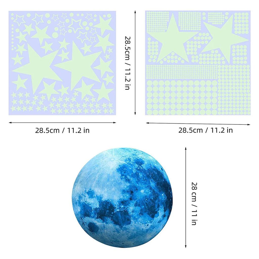 Fluorescent Moon Star Wall Decals Glow In The Dark Stars Wall Stickers Glowing Stars for Ceiling Home Bedroom Decoration Sticker