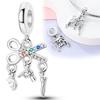 Charms Plata Creative Scissors Stand Hair Comb Pendants Fit Original Bracelets Charms For Women Jewelry Diy Making Gifts