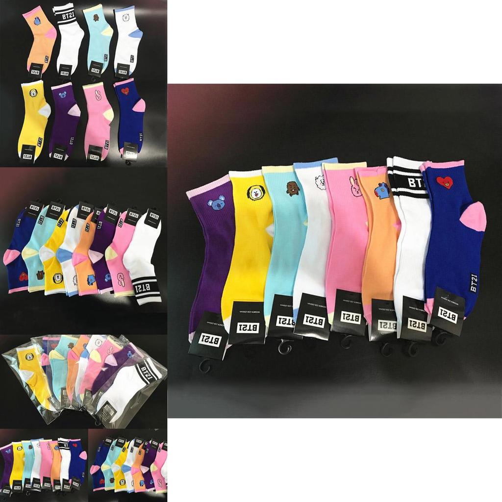 BTS Bangtan Kpop Мальчики Длинные Носки Мультяшная Кукла Chimmy Shooky Высокий Трикотаж