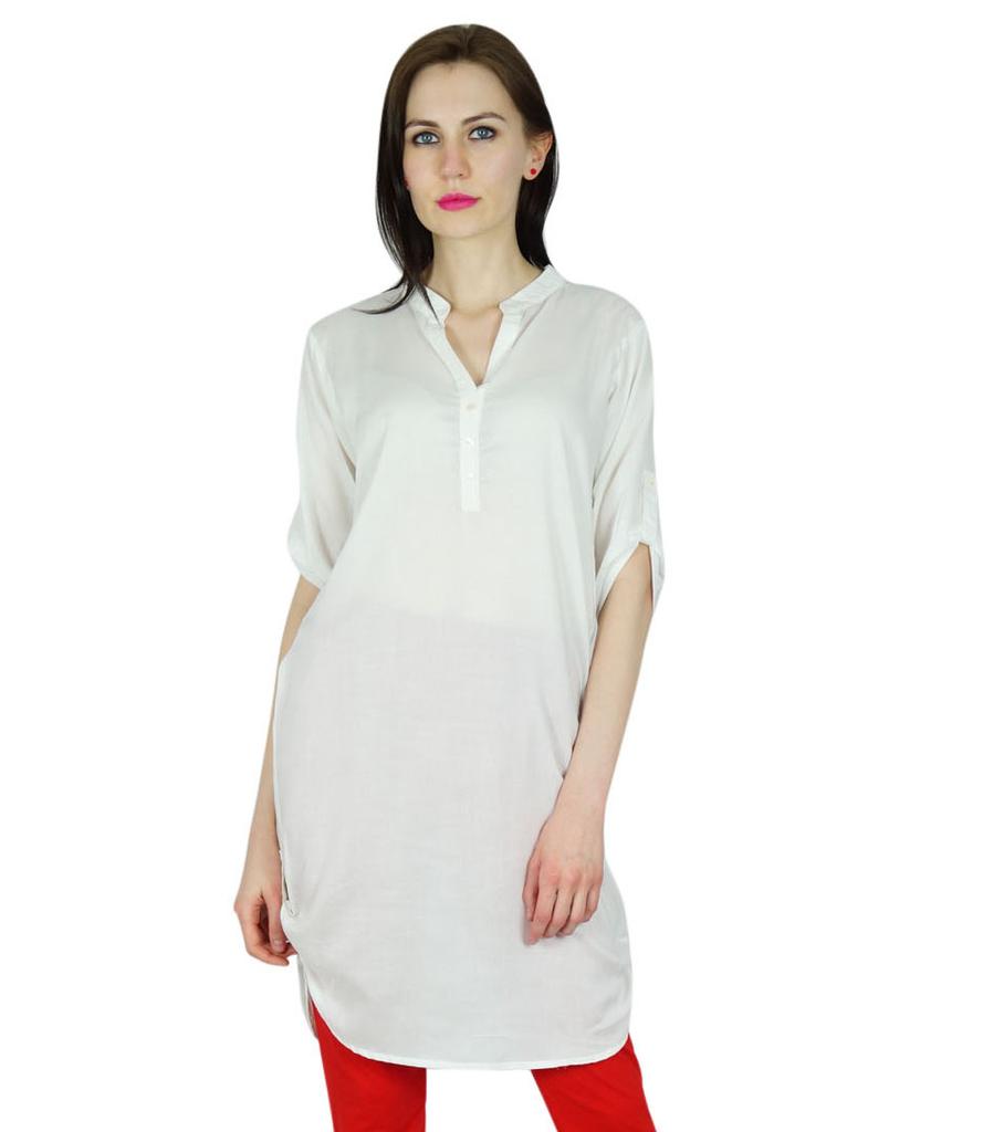 Bimba Women Chic Style Top Tunic Boho Bohemian Placket Blouse Kurti Kurta