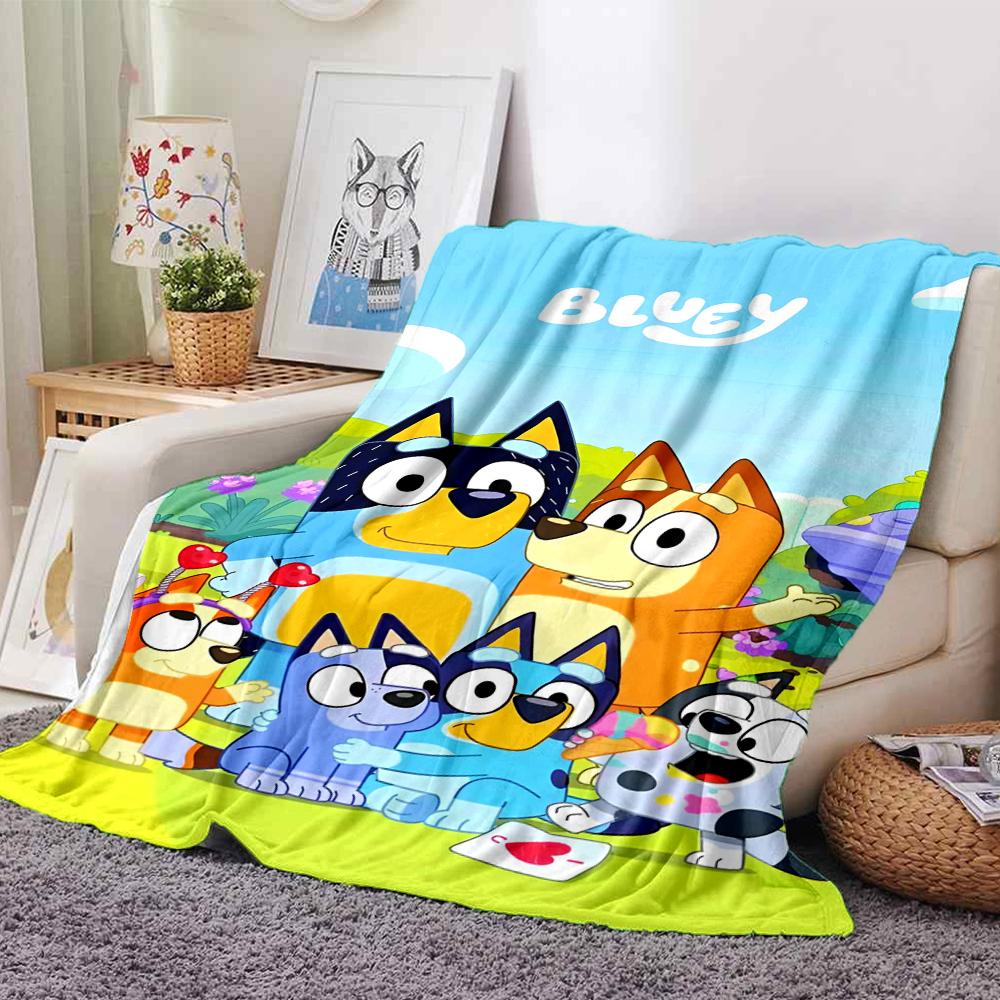 Bluey Theme Printed Blanket - Perfect for Couch, Bed, Travel & Outdoor Use | Machine Washable, Cozy & Durable.