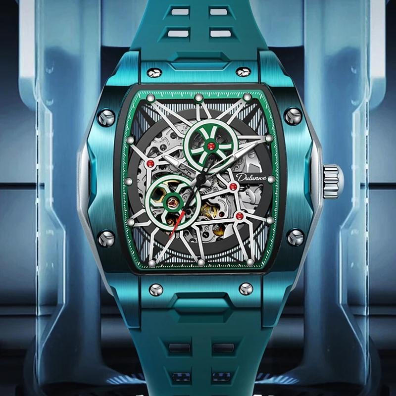 Мужские механические часы-скелетон с автоподзаводом, часы мужские люксовые светящиеся водонепроницаемые, подарок