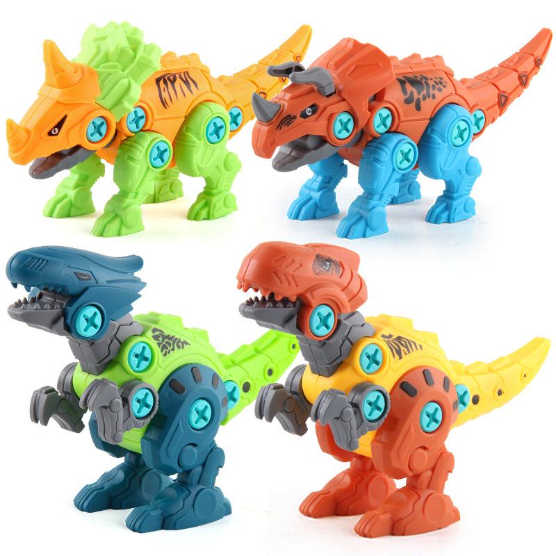 Детский электрический завинчивающийся динозавр, строительные блоки, собранные и разобранные, наука и образование, орех, разобранный и собранный костюм