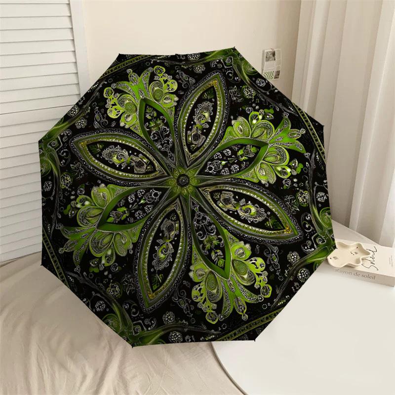 1PC Floral Pattern Umbrella-8-Rib Reinforced Portable Folding Travel Suitable for All Seasons Outdoor Daily Use Is an Ideal Choice -K0342