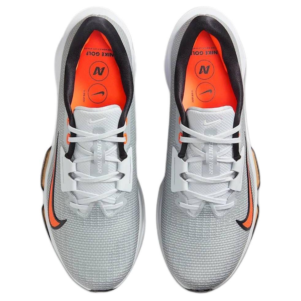 Nike Air Zoom Infinity Tour 2 Golf Pure Platinum Safety Orange Мужские кроссовки Серо-белые HQ2158-001