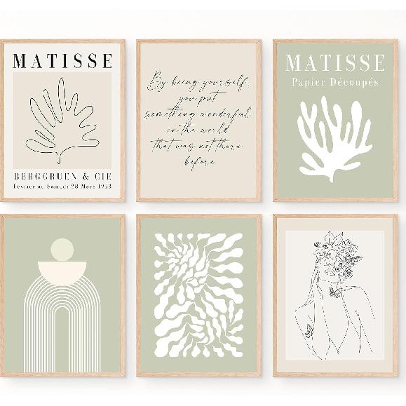 Aesthetic Matisse Wall Art Pastel Danish Posters Pink and Blue pirational Wall Art Decor for Women, Teen Girls Room Bedroom College Dorm Aesthetic