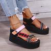 Fashionable Plus Size Women Shoes  New Street Fashion Contrast Color Women's Sandals Comfortable Wedge Platform Sandals